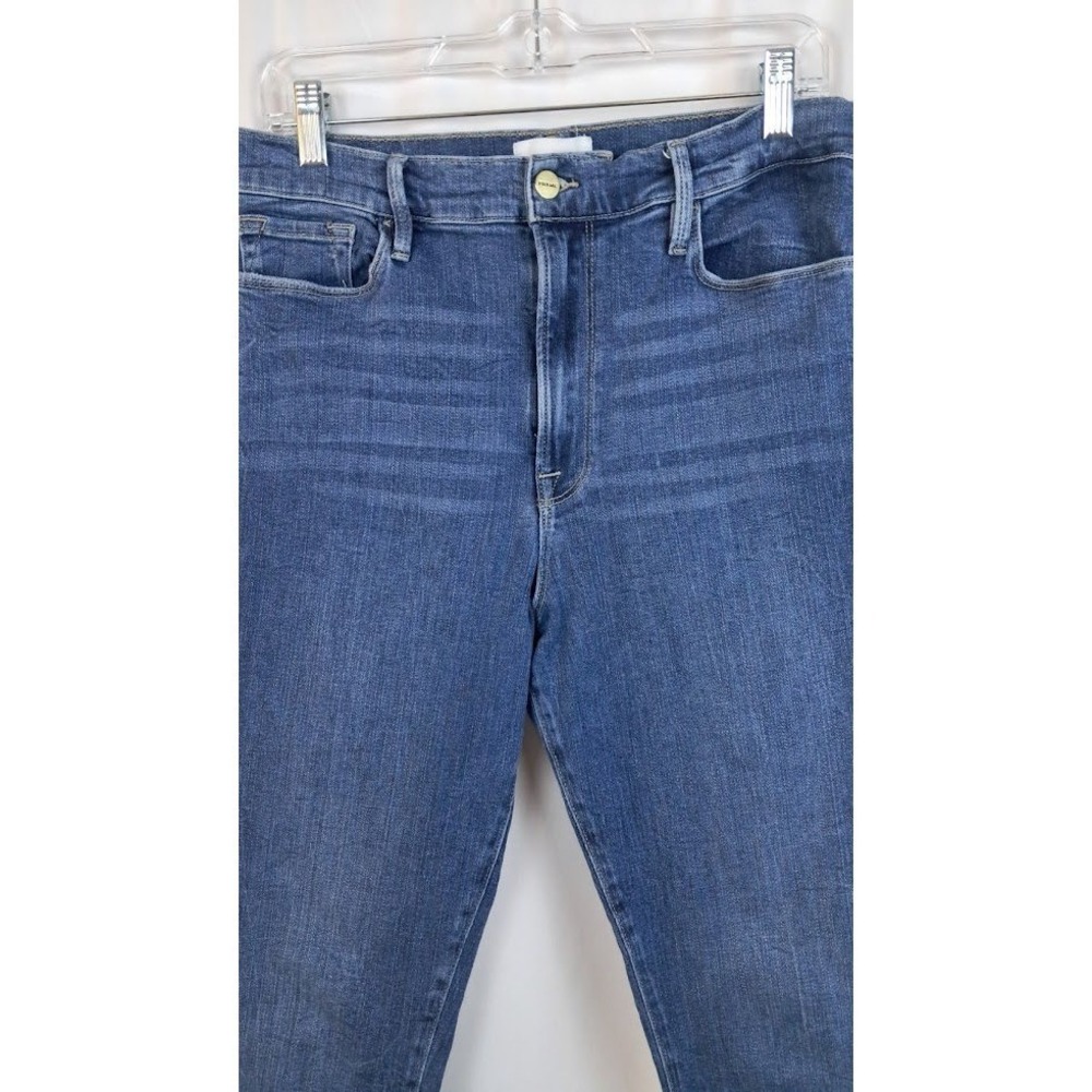 FRAME 31 Ali High Rise Cigarette Jeans Van Ness Wash Denim Raw Hem Ankle - Picture 4 of 10